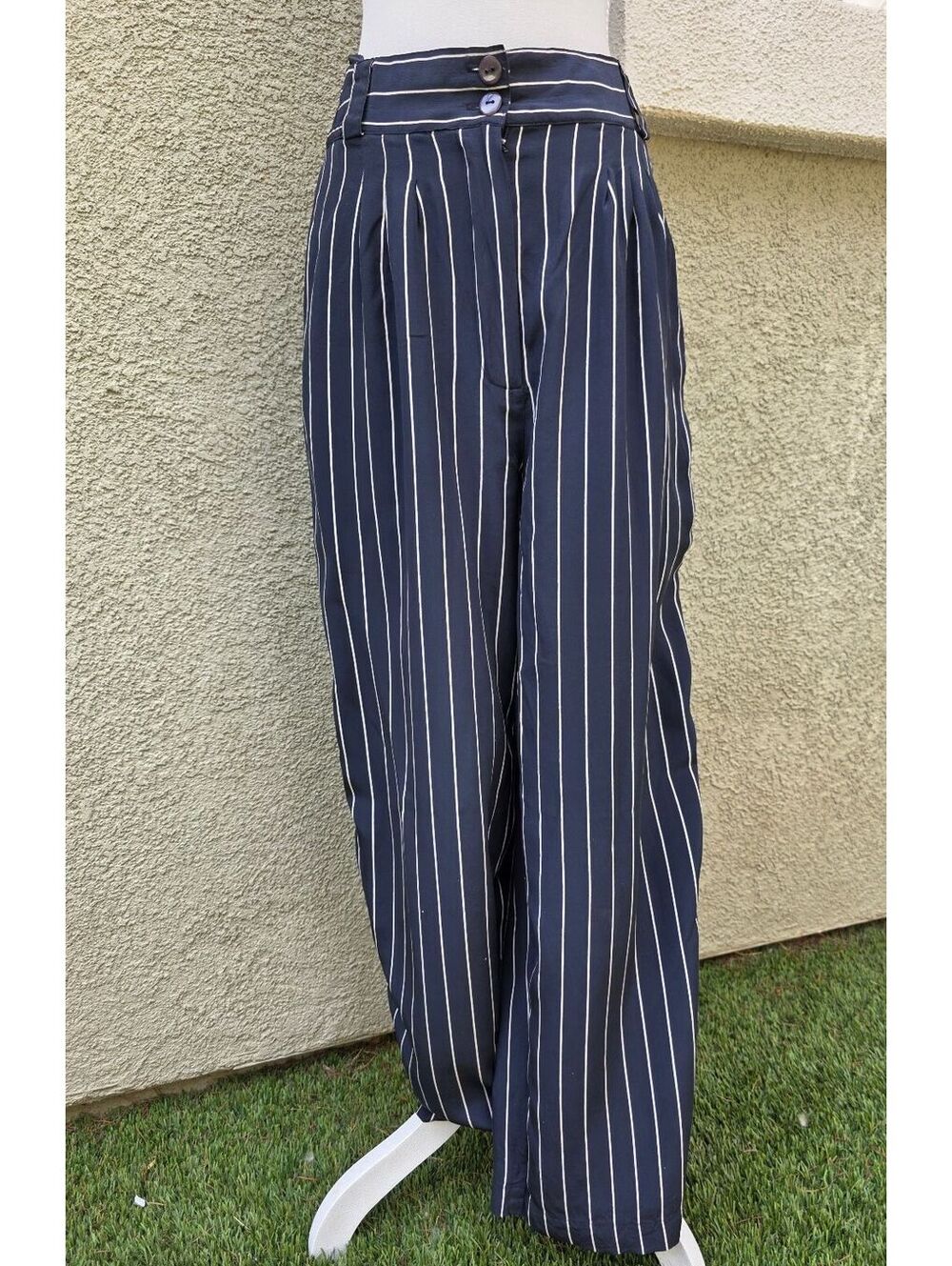 Vintage Impressions of California 100% Silk Pinstripe Trousers Pants Size 38